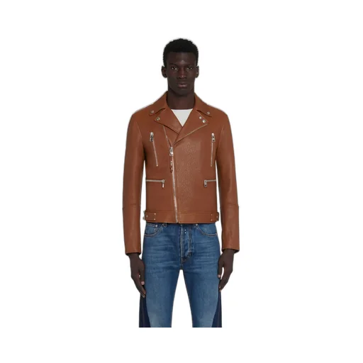 Zip-Up Leather Biker Jacket