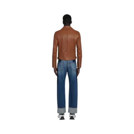 Zip-Up Leather Biker Jacket