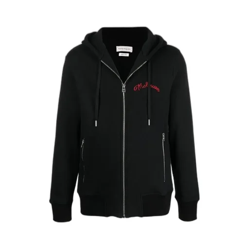 Embroidered Logo Zip-Up Hoodie