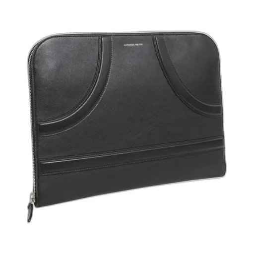 Logo-Stamp Leather Clutch