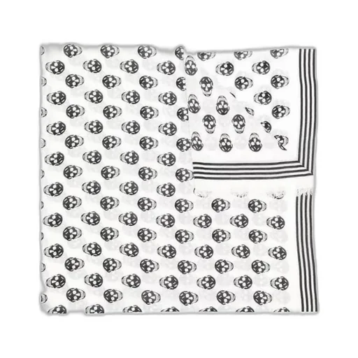 Skull Printed Fringed Scarf