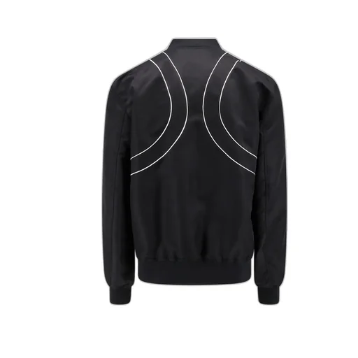 Piped-Trim Zip-Up Bomber Jacket