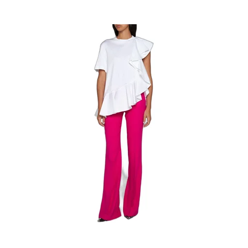 Asymmetric Ruffled Crewneck Top