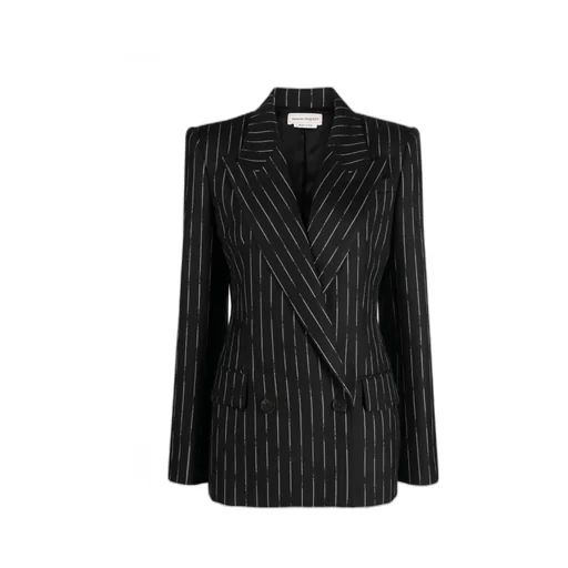 Double-Breasted Striped Blazer