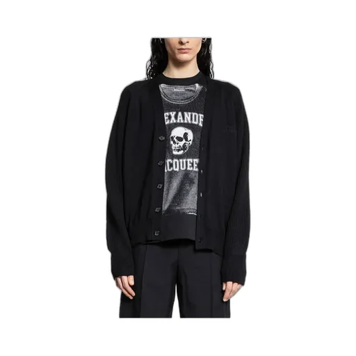 Buttoned Logo Embroidered Cardigan