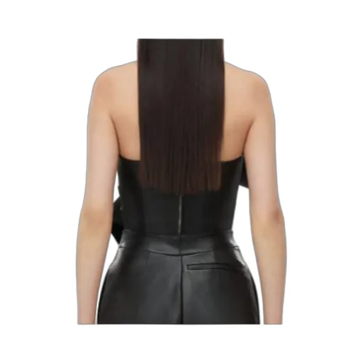 Knotted-Bow Leather Corset Top