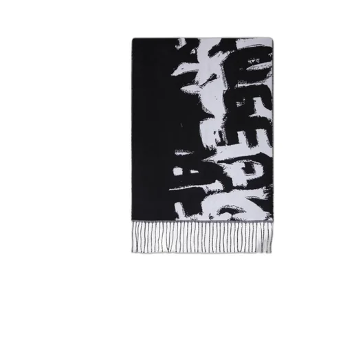 Graffiti Logo Print Fringed Scarf