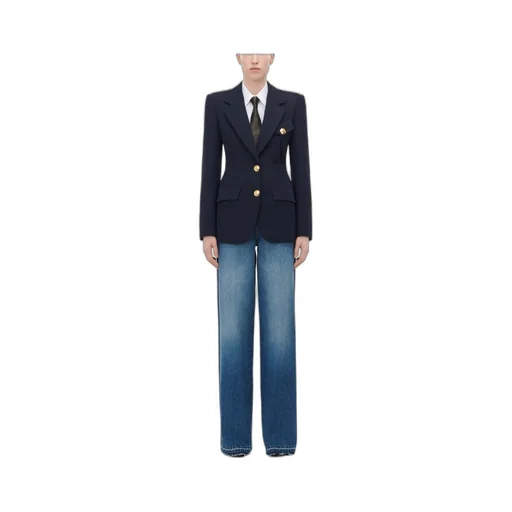 Flap-Pocketed Single-Breasted Blazer
