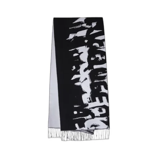 Graffiti Logo Print Fringed Scarf