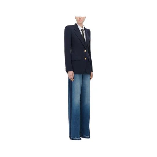 Flap-Pocketed Single-Breasted Blazer