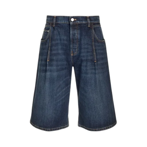 Knee-Length Denim Shorts