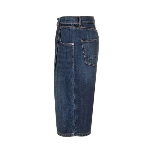 Knee-Length Denim Shorts
