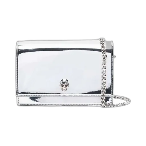 Skull Plaque Fold-Over Shoulder Bag