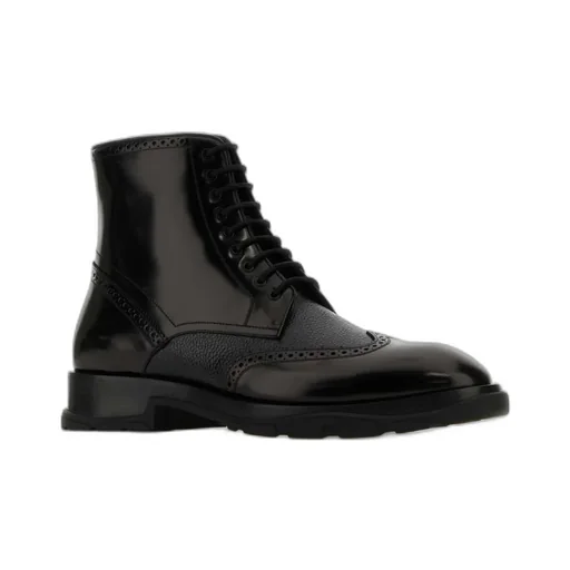 Low Block Heeled Lace-Up Boots