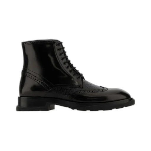 Low Block Heeled Lace-Up Boots
