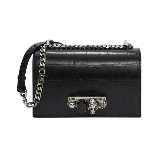 Jewelled Skull Embossed Shoulder Bag