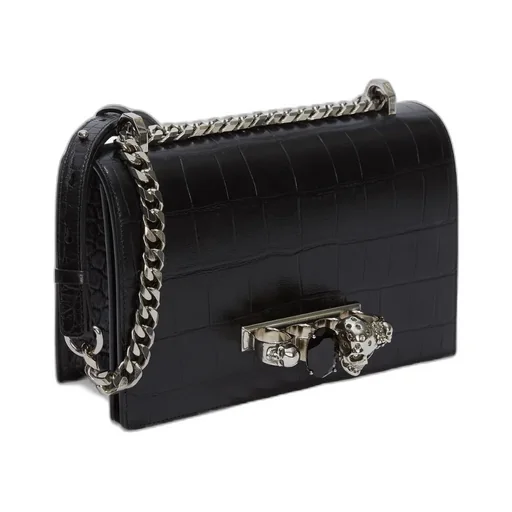 Jewelled Skull Embossed Shoulder Bag