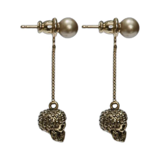 Pave Skull Chain Earrings