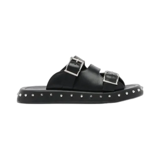 Stud Embellished Double Buckled Sandals