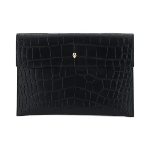Skull Embossed Envelope Clutch Bag
