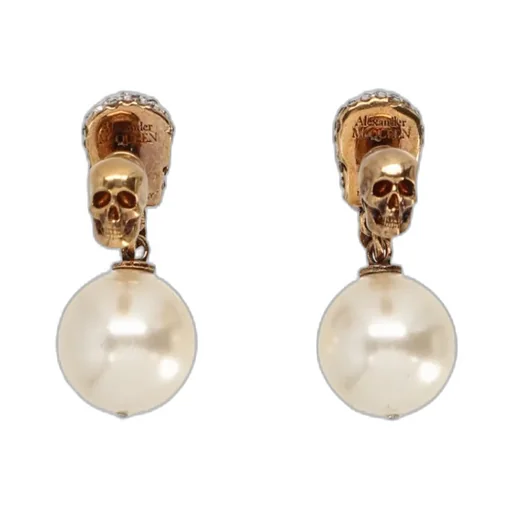 Pearl Pavé Skull Detailed Earrings