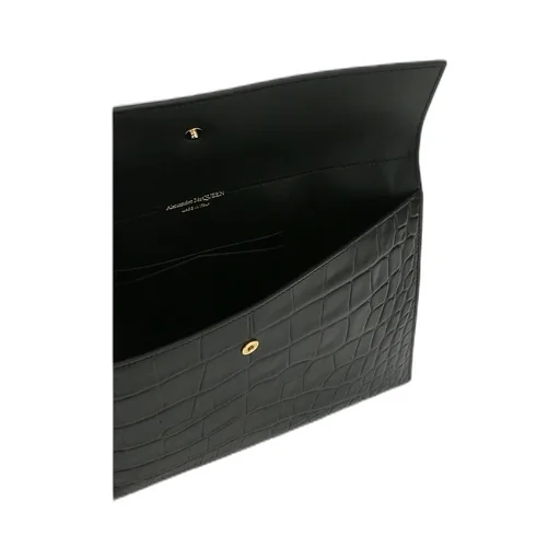 Skull Embossed Envelope Clutch Bag