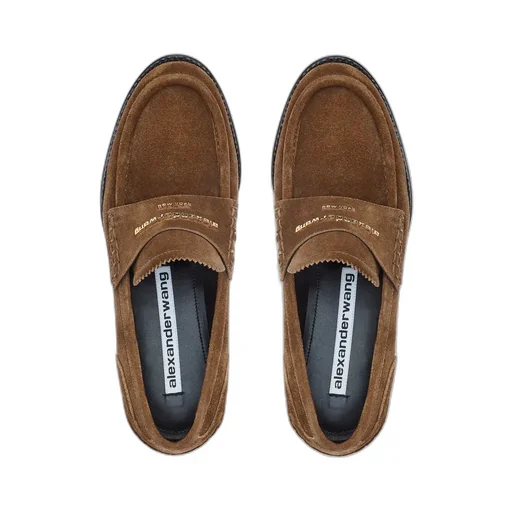 Logo-Plaque Suede Loafers