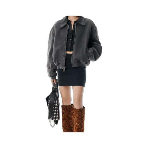Oversized Zip-Up Moto Jacket