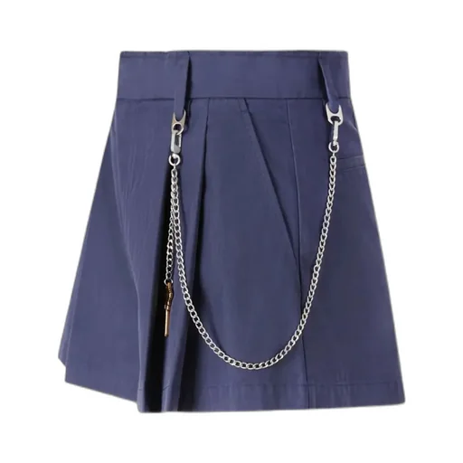 Pleated Chain-Detail Skorts