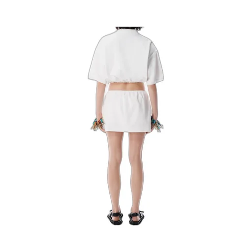 Elasticated-Waistband Buttoned Skirt