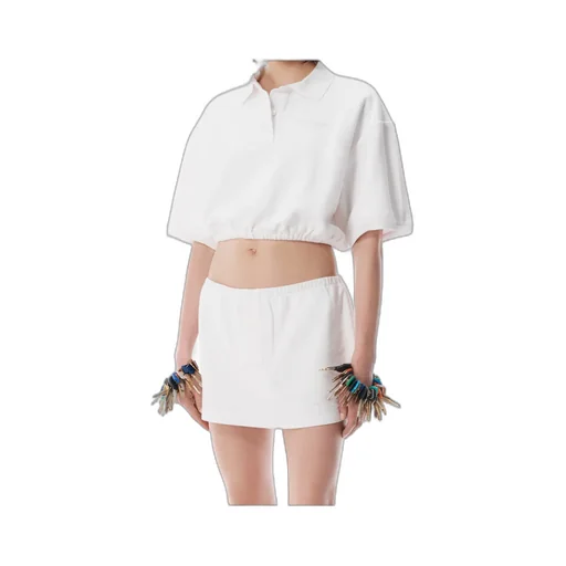 Elasticated-Waistband Buttoned Skirt