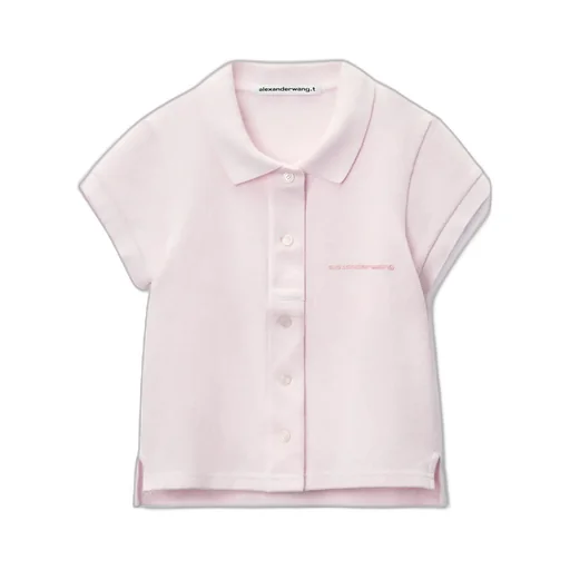 Button-Up Knit Polo Shirt