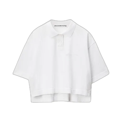 Short-Sleeved Cropped Polo Shirt