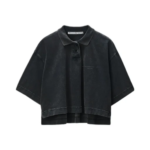Short-Sleeved Cropped Polo Shirt