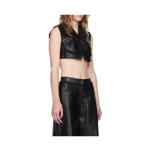 Sleeveless Short Leather Vest