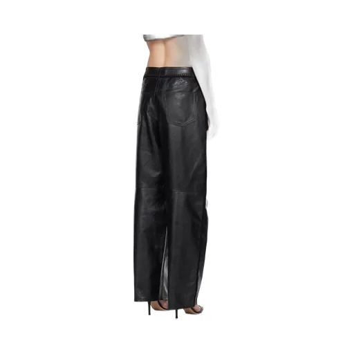 Low-Waist Crocheted Leather Pants