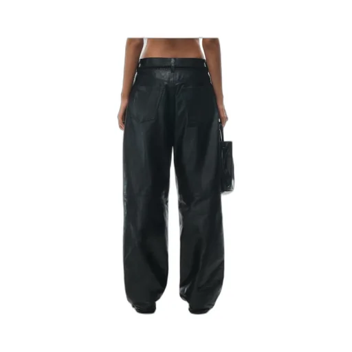 Low-Waist Crocheted Leather Pants