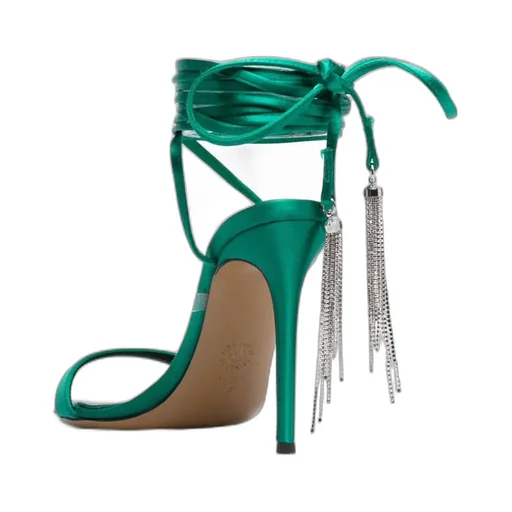 Crystal-Tassel Strappy Sandals