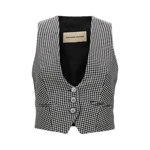 Houndstooth-Patterned Vest