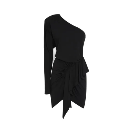 Ruched Detail One Shoulder Mini Dress