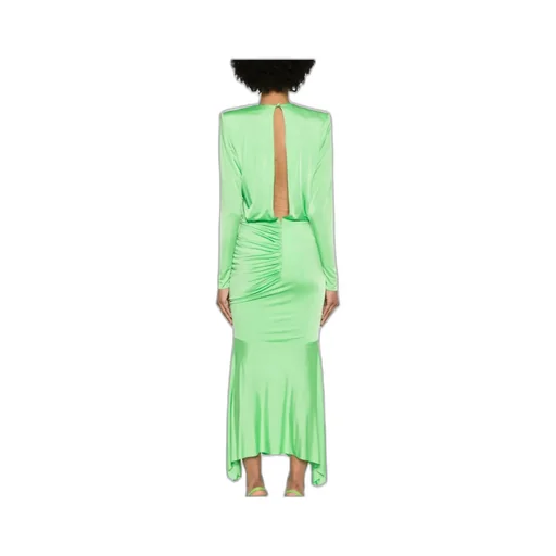 Pleated Satin Maxi Dress