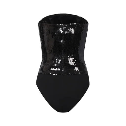 Sequin Embellished Strapless Bodysuit