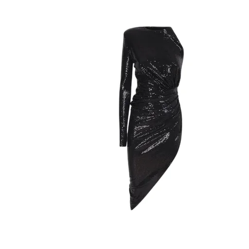 Embellished One-Shoulder Asymmetric Dress