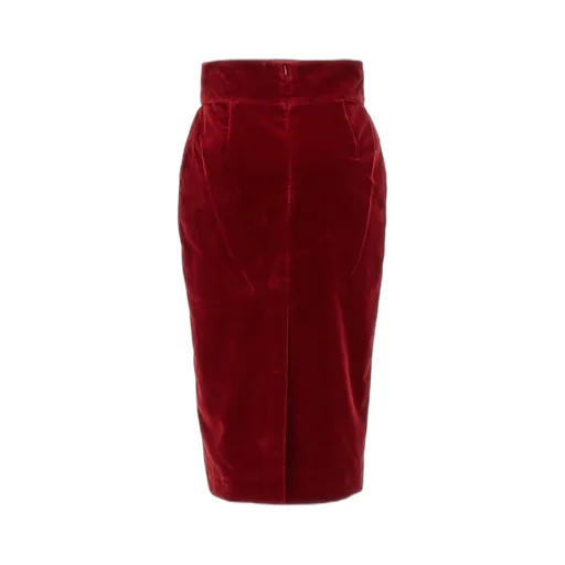 High Waist Velvet Midi Skirt