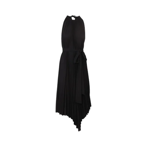 Halterneck Pleated Midi Dress