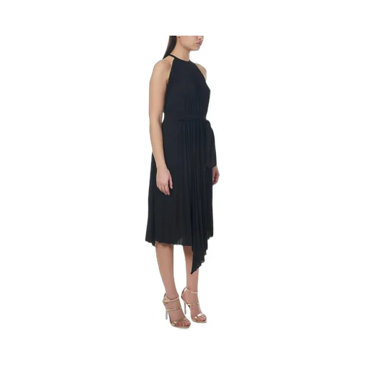 Halterneck Pleated Midi Dress