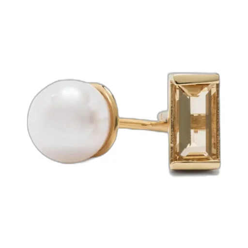Mono Perla Baguette Citrine And Pearl Earrings
