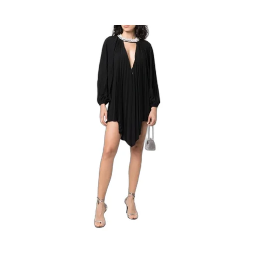Crystal-Embellished Pleated Mini Dress
