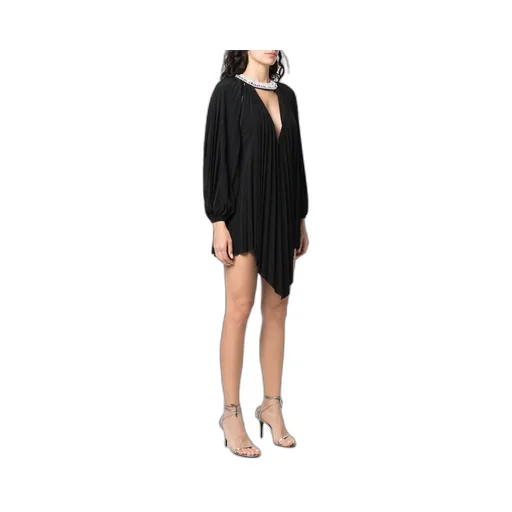 Crystal-Embellished Pleated Mini Dress