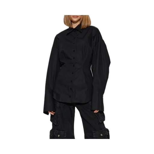 Curved Hem Buttoned Shirt